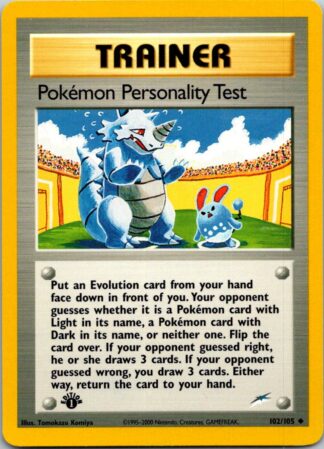 Pokemon Personality Test 102/105 Neo Destiny (Uncommon) (1st Edition Lightly Played Condition)