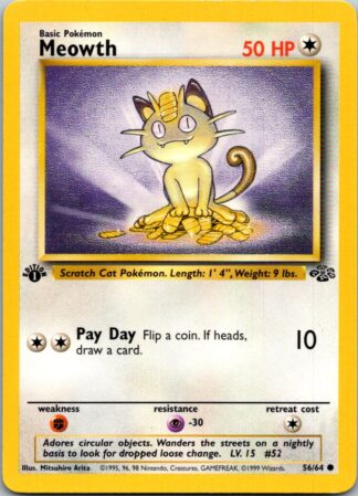 Meowth 56/64 Jungle (Common) (1st Edition LP Condition)