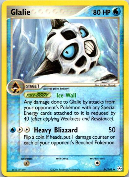 Glalie 34/101 Ex Hidden Legends (Uncommon) (Exc Condition)