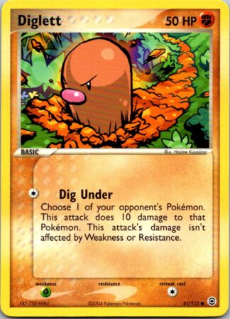 Diglett 61/112 Fire Red Leaf Green (Common) (Excellent Condition)