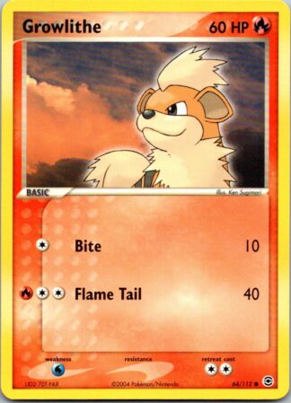 Growlithe 64/112 Fire Red Leaf Green (Common) (Excellent Condition)