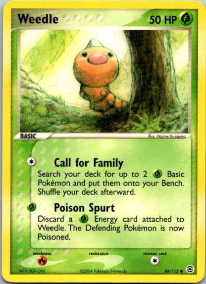 Weedle 86/112 Fire Red Leaf Green (Common) (Excellent Condition)