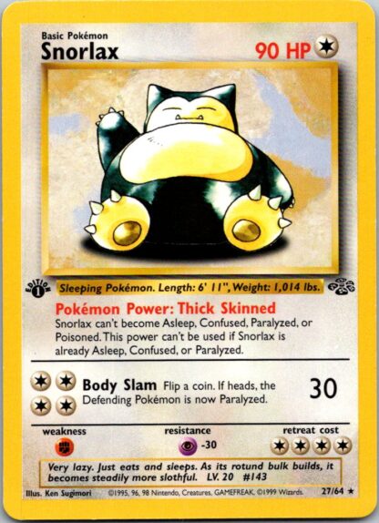 Snorlax 27/64 Jungle (Rare) (1st Edition Played Condition)