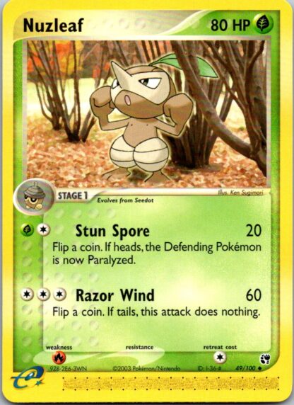 Nuzleaf 49/100 EX Sandstorm (Uncommon) (Exc Cond)