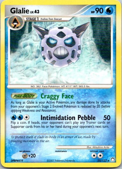 Glalie 25/123 Mysterious Treasures (Rare) (P Condition)