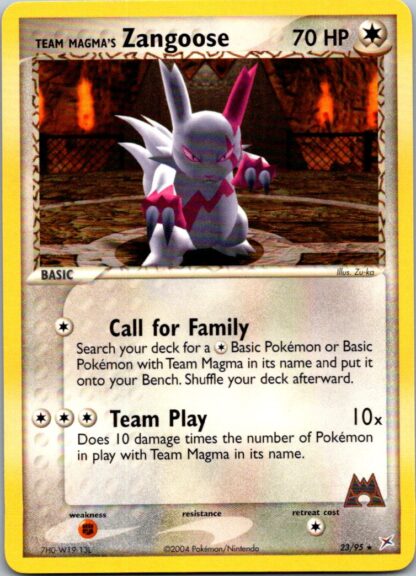 Team Magma's Zangoose 23/95 EX Team Magma vs Team Aqua (Rare) (Exc Cond)