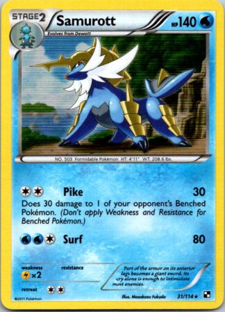 Samurott 31/114 Black & White (Holo) (LP Condition)
