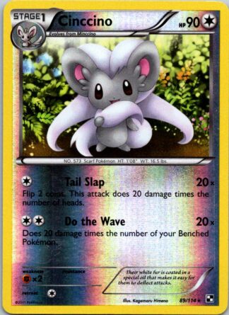 Cinccino 89/114 Black & White (Reverse Holo) (P Condition)