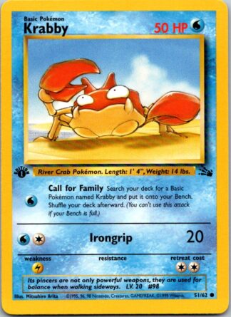 Krabby 51/62 Fossil (Common) (1st Edition LP Condition)