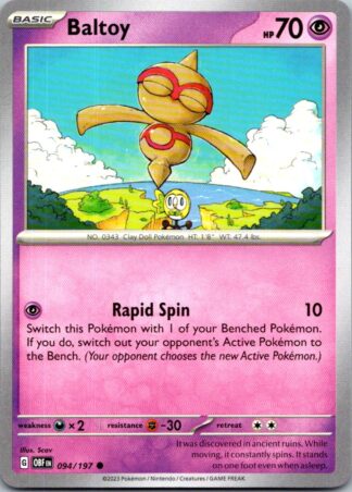 Baltoy 94/197 Obsidian Flames (Common) (NM-Exc Cond)