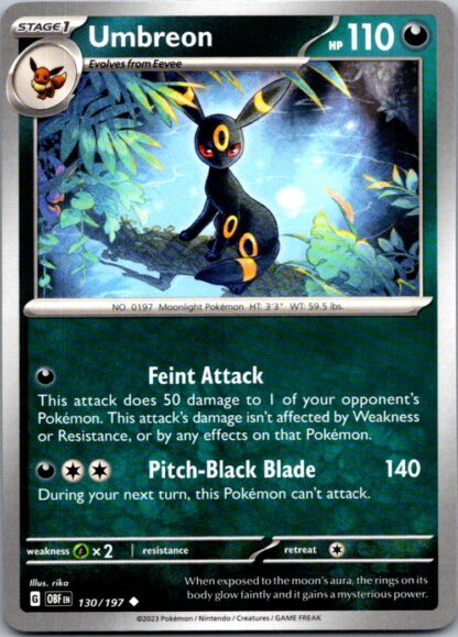 Umbreon 130/197 Obsidian Flames (Uncommon) (NM-Exc Cond)