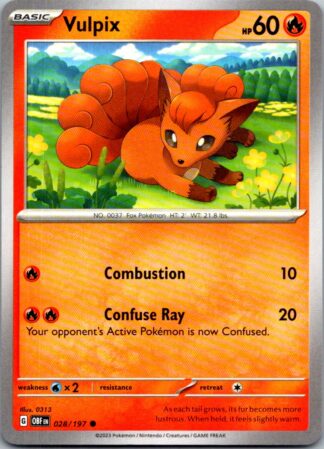 Vulpix 28/197 Obsidian Flames (Common) (NM-Exc Cond)