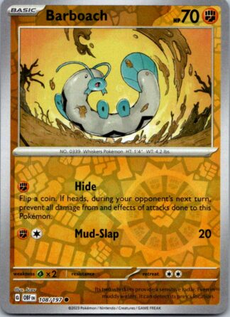 Barboach 108/197 Obsidian Flames (Reverse Holo) (NM-Exc Cond)