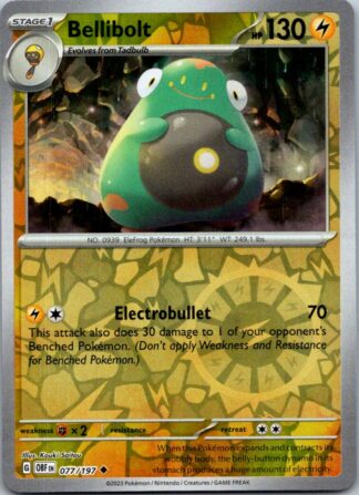 Bellibolt 77/197 Obsidian Flames (Reverse Holo) (NM-Exc Cond)