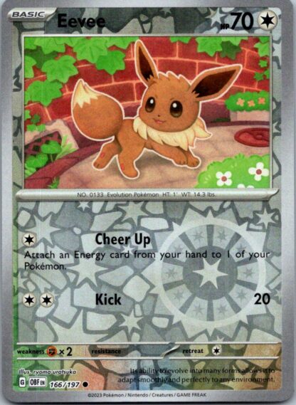 Eevee 166/197 Obsidian Flames (Reverse Holo) (NM-Exc Cond)