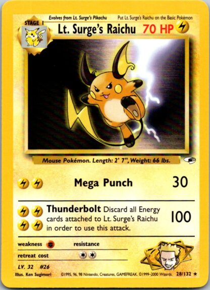 Lt. Surge's Raichu 28/132 Gym Heroes (Rare) (Unlimited P Condition)