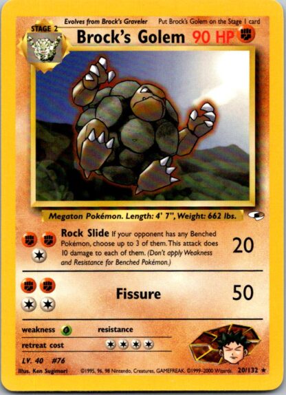 Brock's Golem 20/132 Gym Heroes (Rare) (Unlimited LP Condition)