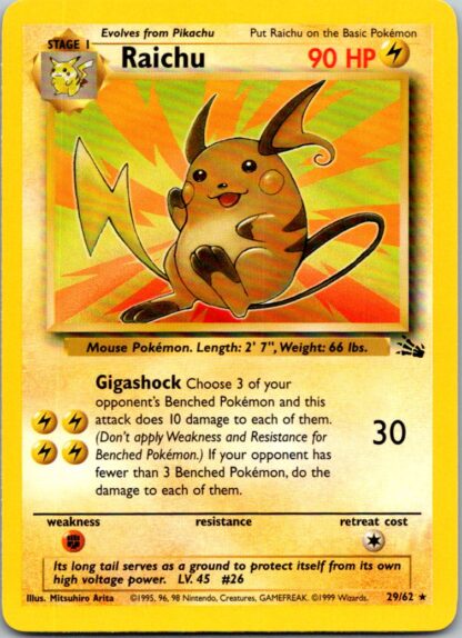 Raichu 29/62 Fossil (Rare) (Unlimited LP Condition)