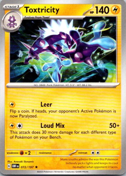 Toxtricity 72/197 Obsidian Flames (Theme Deck Rare) (NM-Exc Cond)