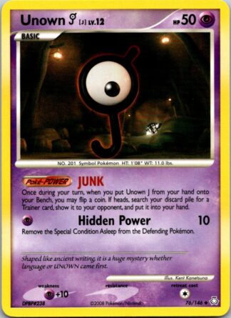 Unown J 76/146 Legends Awakened (Uncommon) (LP Condition)