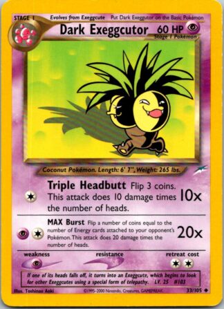 Dark Exeggutor "Exeggcutor" 33/105 Neo Destiny (Uncommon) (Unlimited Excellent Condition)
