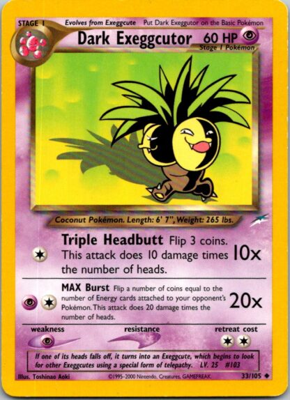 Dark Exeggutor "Exeggcutor" 33/105 Neo Destiny (Uncommon) (Unlimited Played Condition)