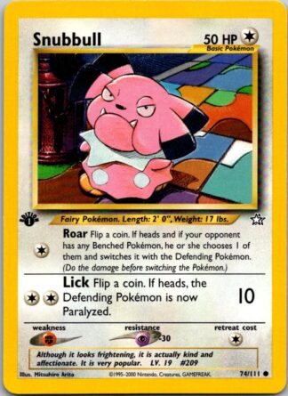 Snubbull 74/111 Neo Genesis (Common) (1st Edition Lightly Played Condition)