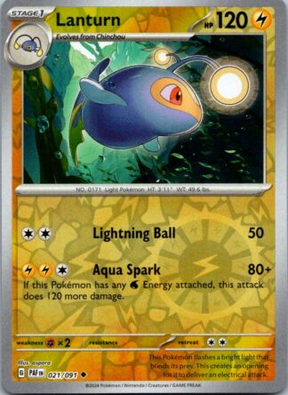 Lanturn 21/091 Paldean Fates (Reverse Holo) (NM-Exc Condition)