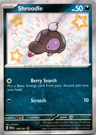 Shroodle 189/091 Paldean Fates (Shiny Holo) (NM-Exc Condition)