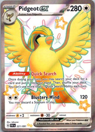 Pidgeot ex 221/091 Paldean Fates (Ultra Rare) (NM-Exc Condition)
