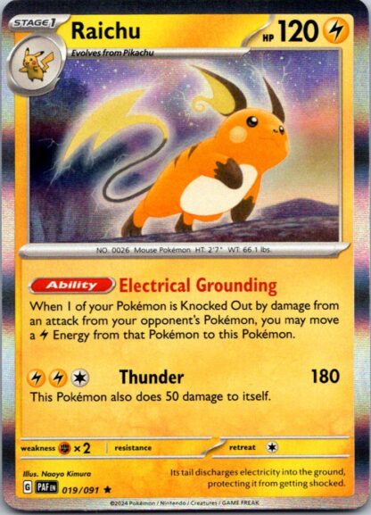 Raichu 19/091 Paldean Fates (Holo) (NM-Exc Condition)