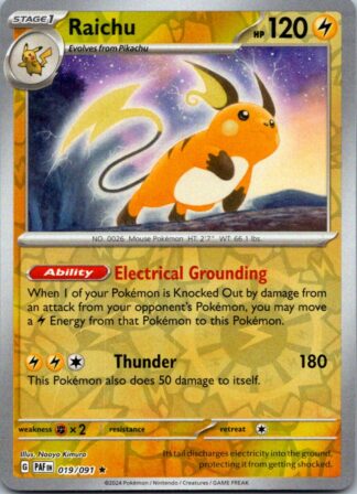 Raichu 19/091 Paldean Fates (Reverse Holo) (NM-Exc Condition)