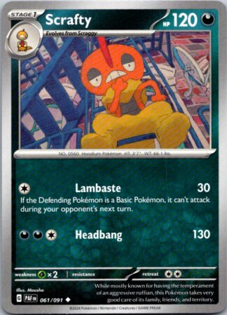 Scrafty 61/091 Paldean Fates (Uncommon) (NM-Exc Condition)