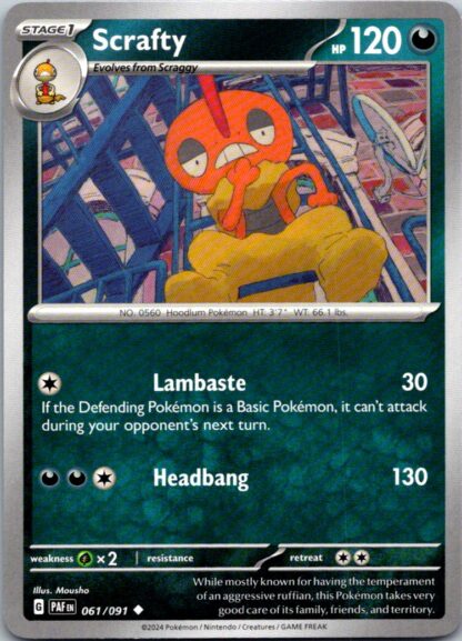 Scrafty 61/091 Paldean Fates (Uncommon) (NM-Exc Condition)