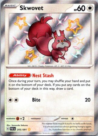 Skwovet 205/091 Paldean Fates (Shiny Holo) (NM-Exc Condition)