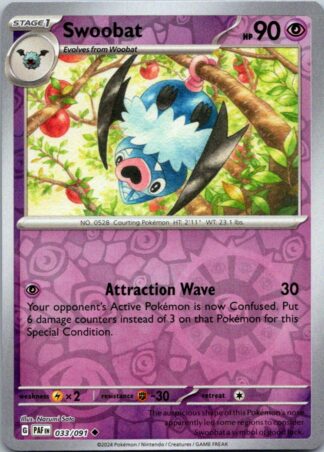 Swoobat 33/091 Paldean Fates (Reverse Holo) (NM-Exc Condition)