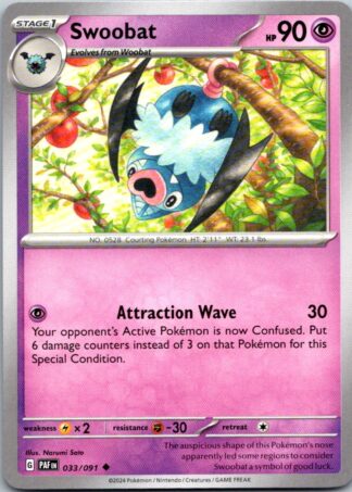 Swoobat 33/091 Paldean Fates (Uncommon) (NM-Exc Condition)