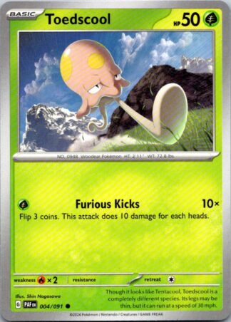 Toedscool 4/091 Paldean Fates (Common) (NM-Exc Condition)