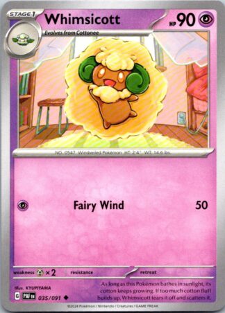 Whimsicott 35/091 Paldean Fates (Uncommon) (NM-Exc Condition)