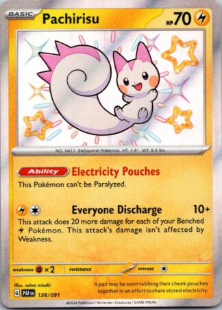 Pachirisu 138/091 Paldean Fates (Shiny Holo) (NM-Exc Condition)