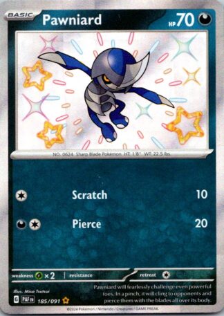Pawniard 185/091 Paldean Fates (Shiny Holo) (NM-Exc Condition)