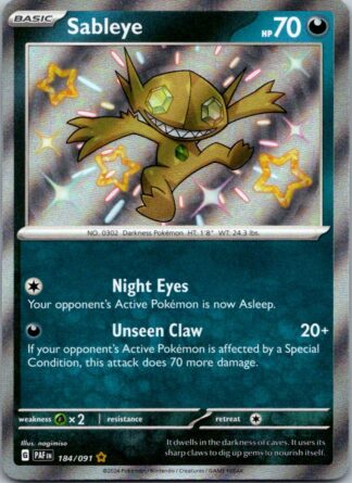 Sableye 184/091 Paldean Fates (Shiny Holo) (NM-Exc Condition)