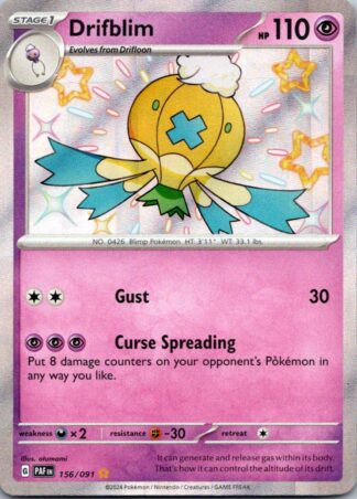 Drifblim 156/091 Paldean Fates (Shiny Holo) (NM-Exc Condition)