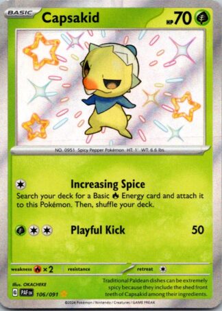 Capsakid 106/091 Paldean Fates (Shiny Holo) (NM-Exc Condition)