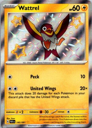 Wattrel 145/091 Paldean Fates (Shiny Holo) (NM-Exc Condition)