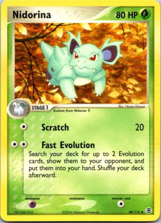 Nidorina 40/112 Fire Red Leaf Green (Uncommon) (Excellent Condition)
