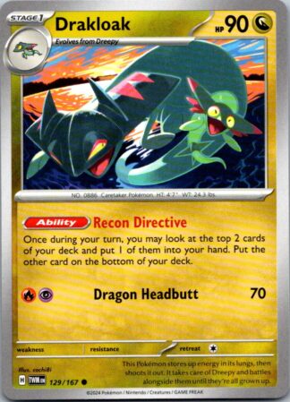 Drakloak 129/167 Twilight Masquerade (Common) (NM-Exc Condition)