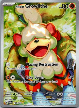 Hisuian Growlithe 181/167 Twilight Masquerade (Ultra Rare) (NM-Exc Condition)