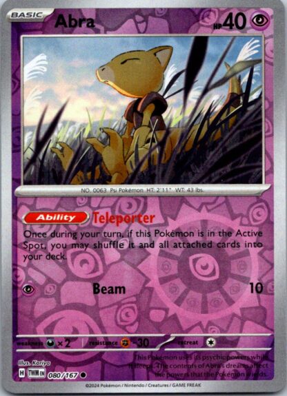Abra 80/167 Twilight Masquerade (Reverse Holo) (NM-Exc Condition)