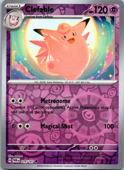 Clefable 79/167 Twilight Masquerade (Reverse Holo) (NM-Exc Condition)